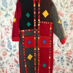 Vintage Coloratura Colorful Patchwork Long Coat